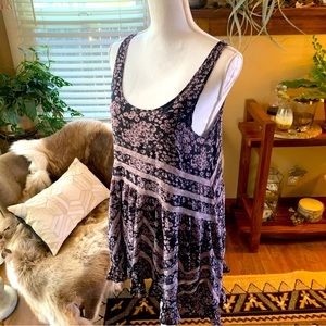Intimately Free People Tank Tunic Dress with purple floral flower pattern lace